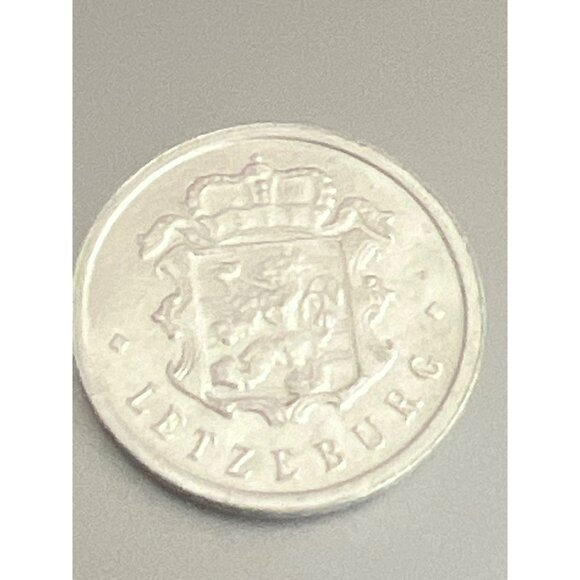 Vintage 1954 Luxembourg 25 Centimes Coin Floral Design Coat Of Arms Currency - Picture 1 of 3